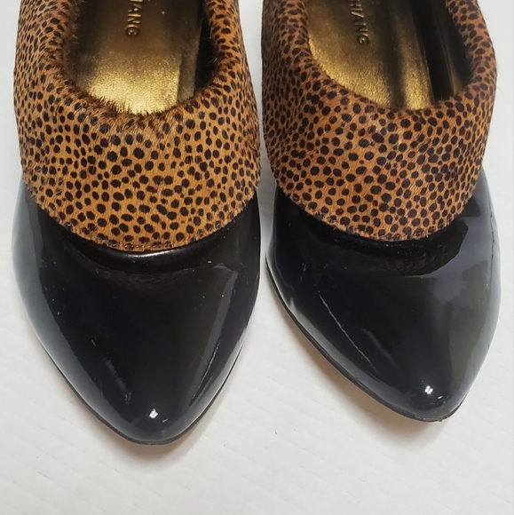 ARTURO CHIANG Patent Leather Calf Hair Cheeta Print Pumps Size 9.5 B - Picture 4 of 10
